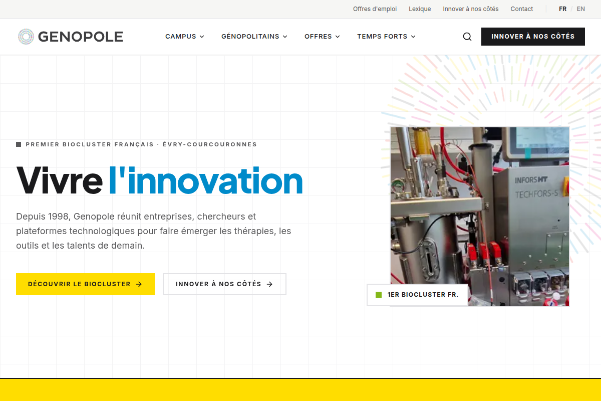 Accueil : Vivre l'innovation, le biocluster