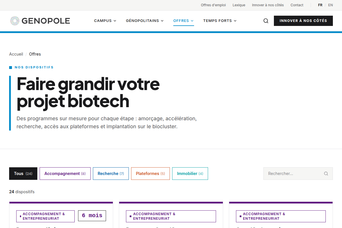 Les dispositifs d'accompagnement biotech
