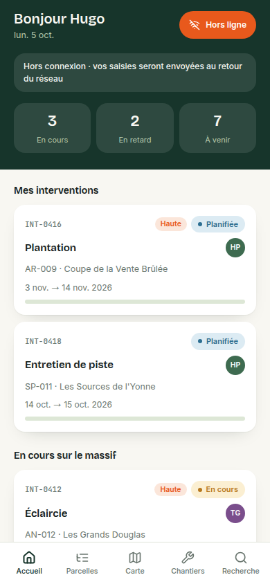Mode hors ligne : saisies gardées sur l'appareil