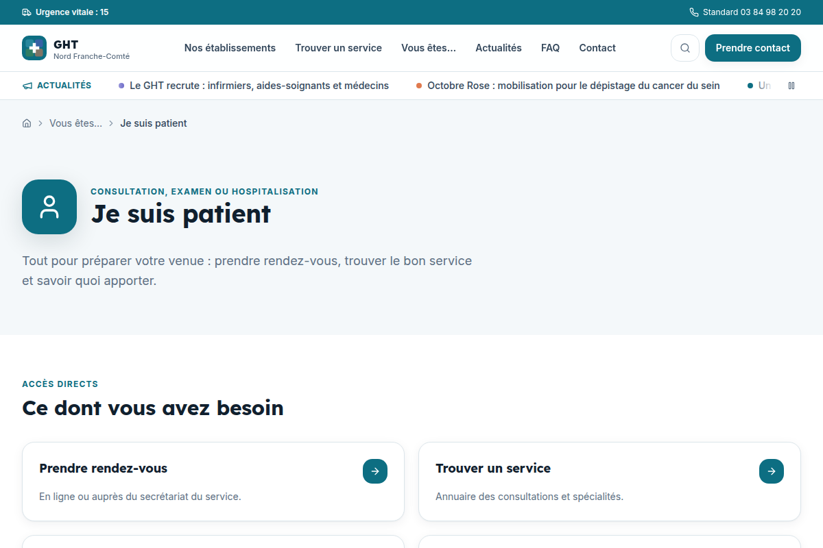 Parcours dédié « Je suis patient »
