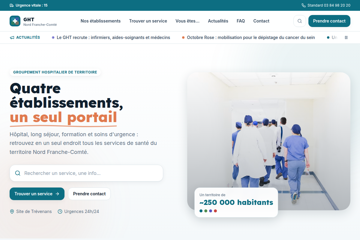 Page d'accueil du portail territorial
