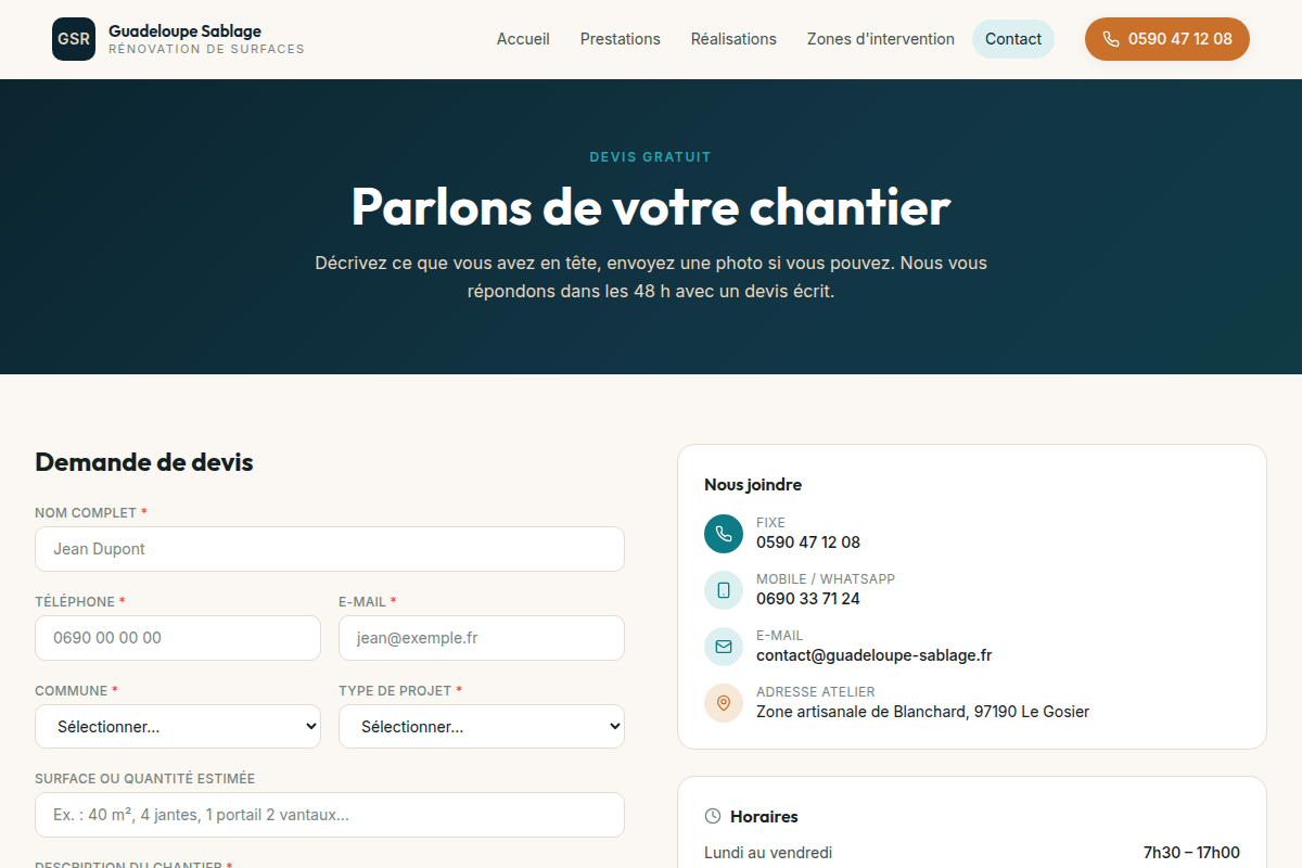 Formulaire de devis gratuit
