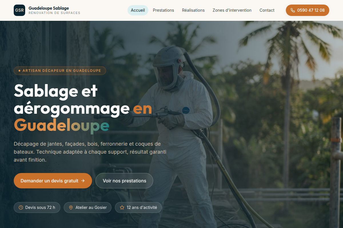 Accueil : sablage et aérogommage en Guadeloupe
