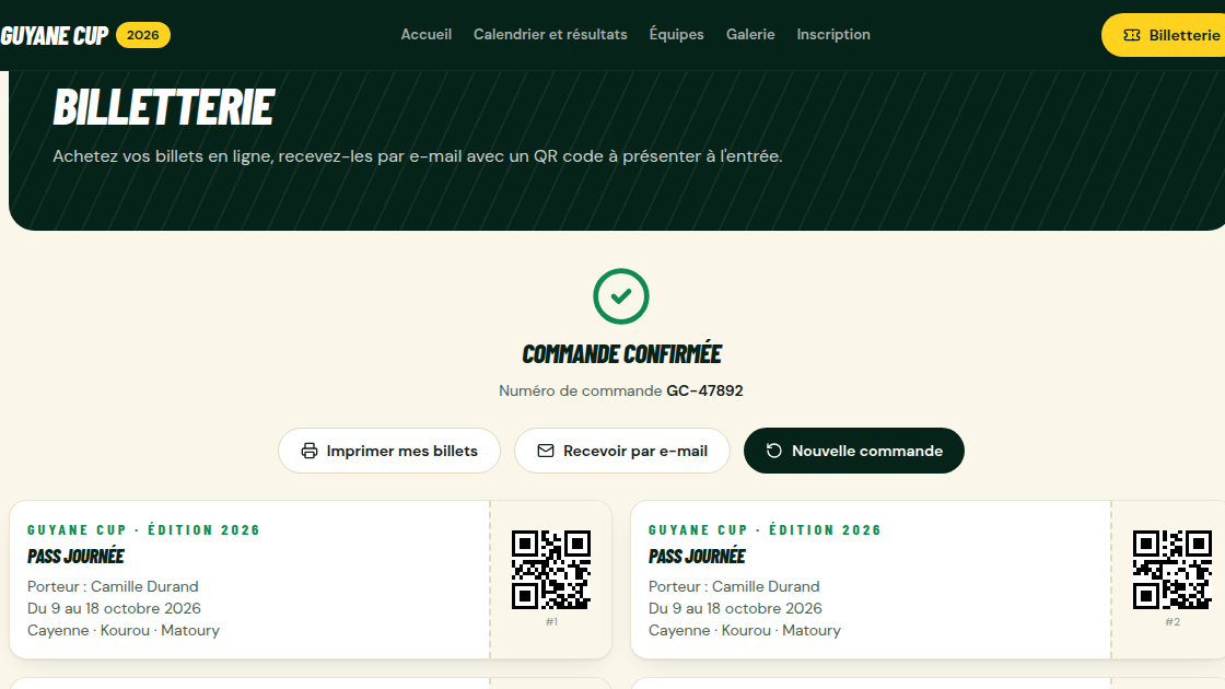 Billet électronique QR code