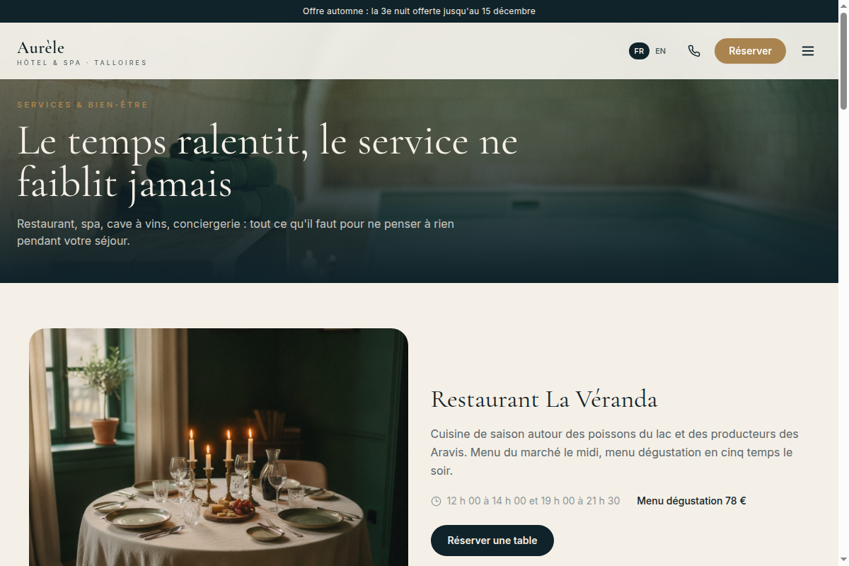Restaurant, spa, cave à vins et conciergerie