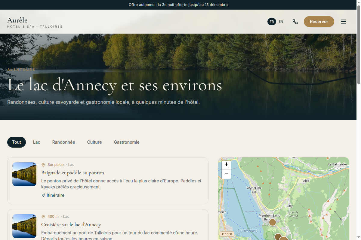 Activités filtrables sur carte interactive