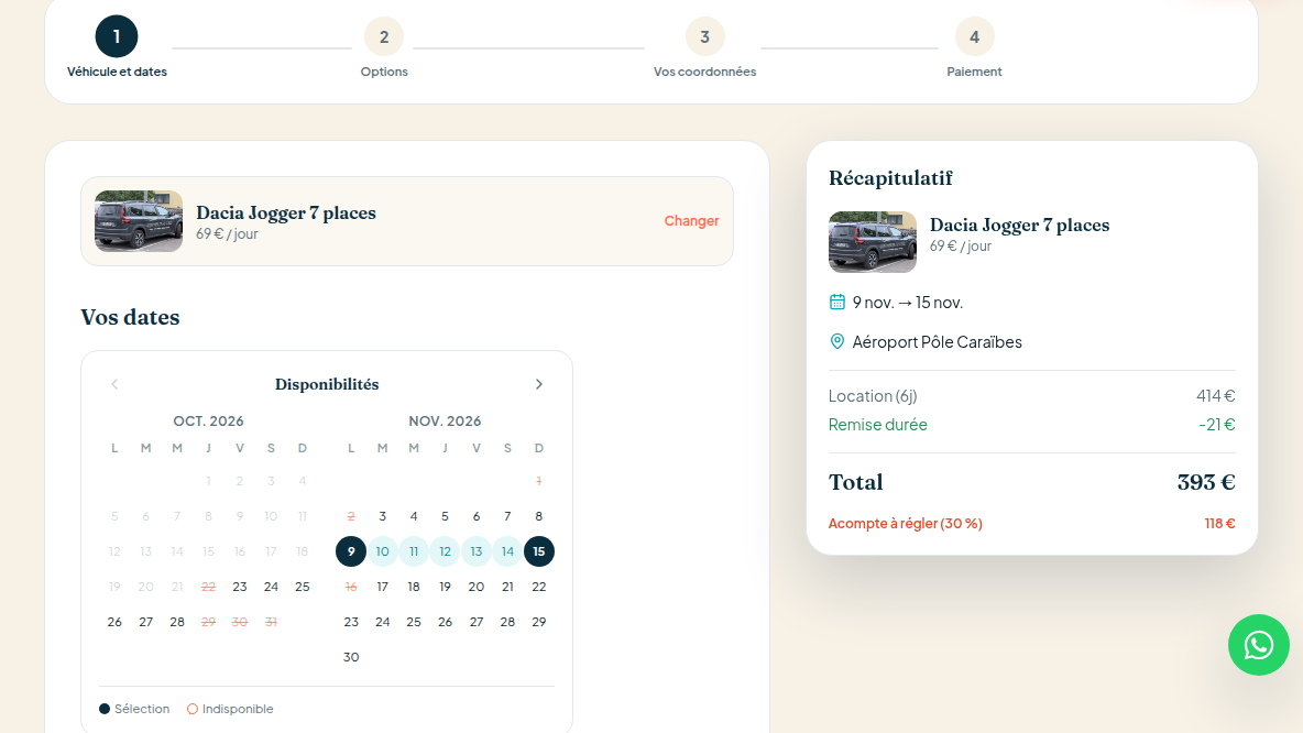 Calendrier de disponibilité en temps réel