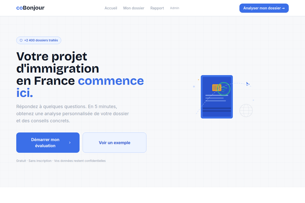 Page d'accueil du service
