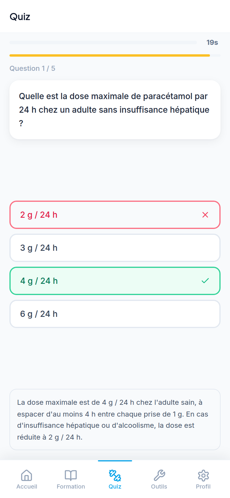 Quiz corrigé en temps réel