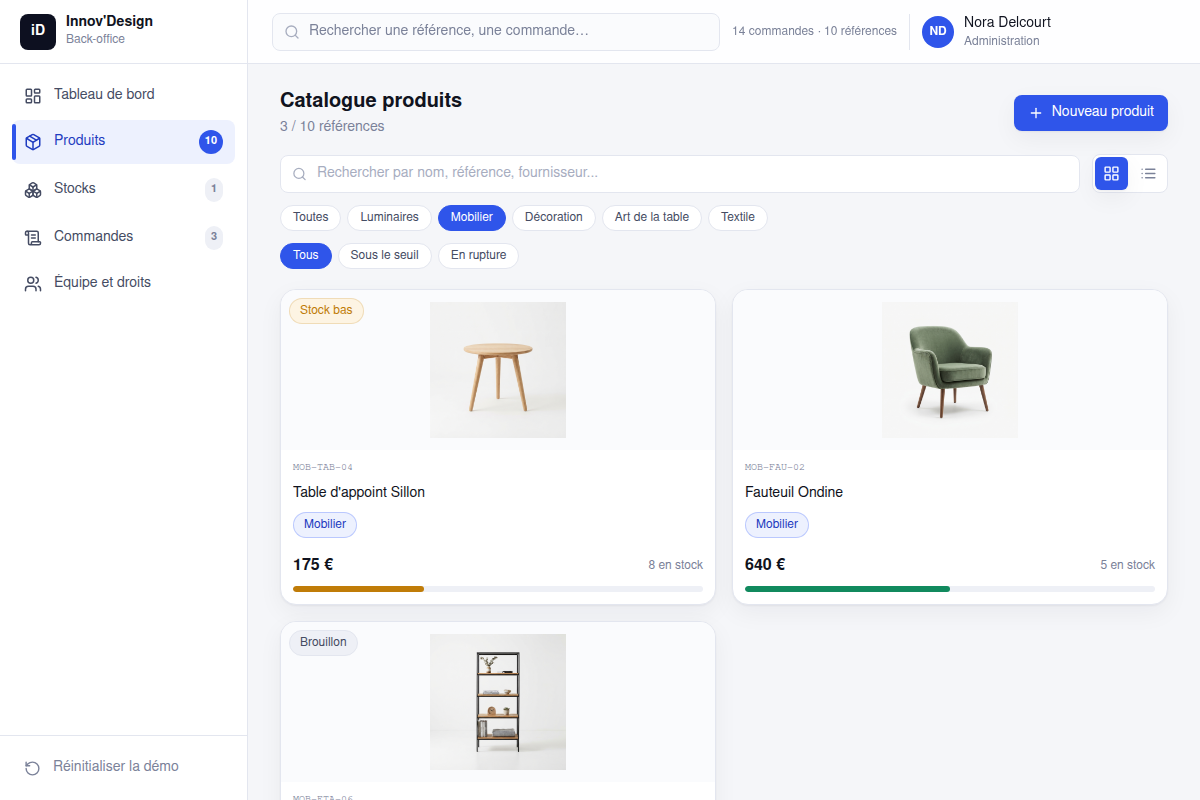 Filtrage du catalogue par catégorie