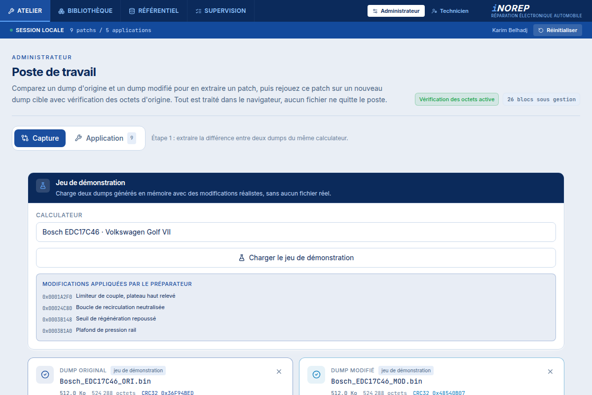 Poste de travail : modifications du préparateur