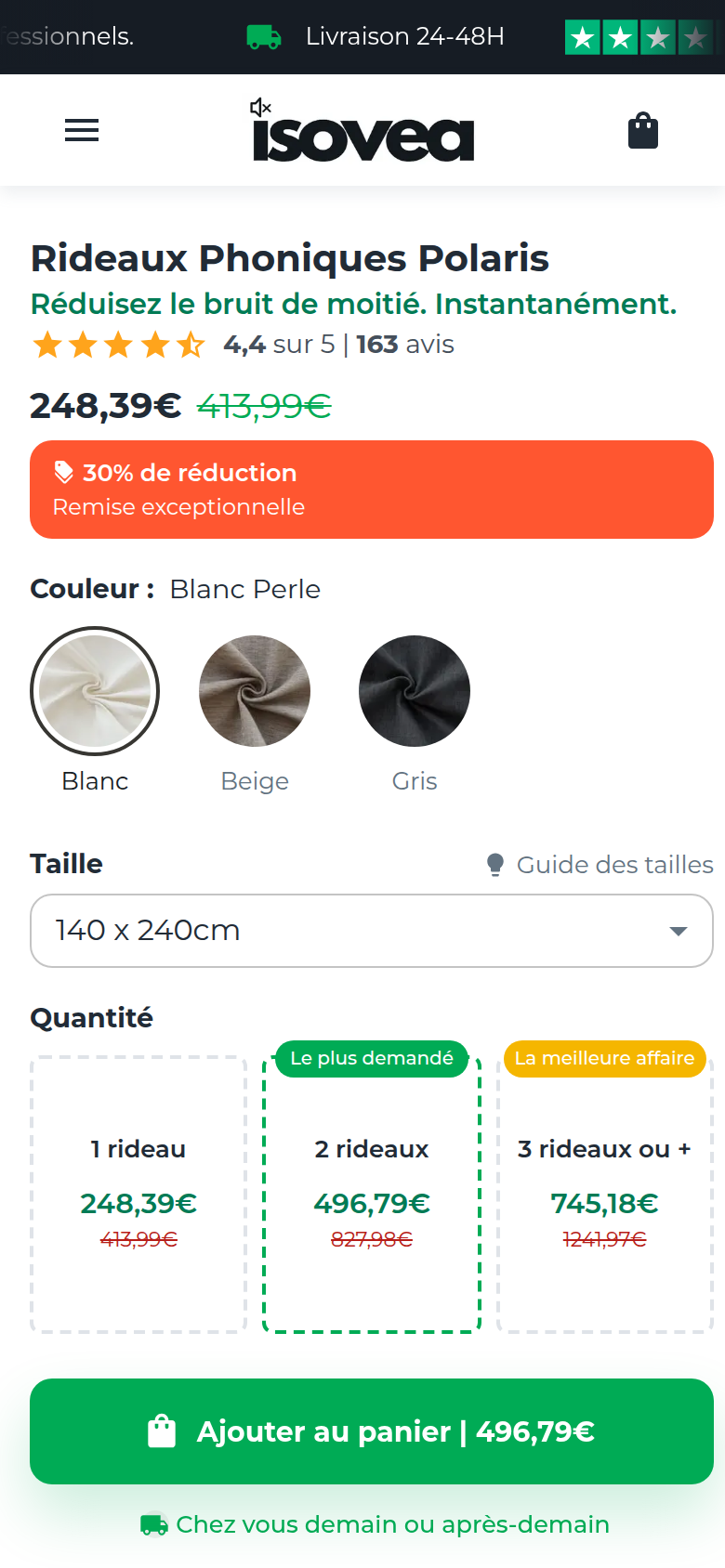 Paliers de quantité et ajout au panier