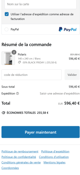 Panier, résumé de commande et économies