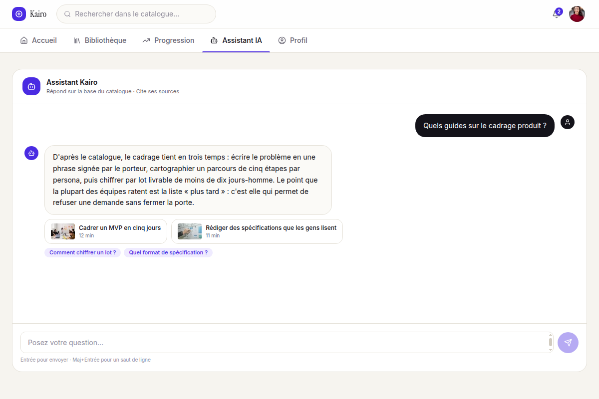 Assistant IA avec réponses sourcées
