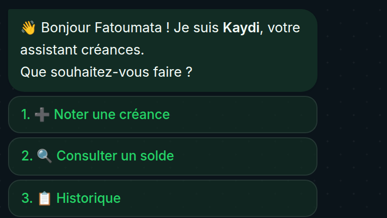 Créance notée en quelques boutons