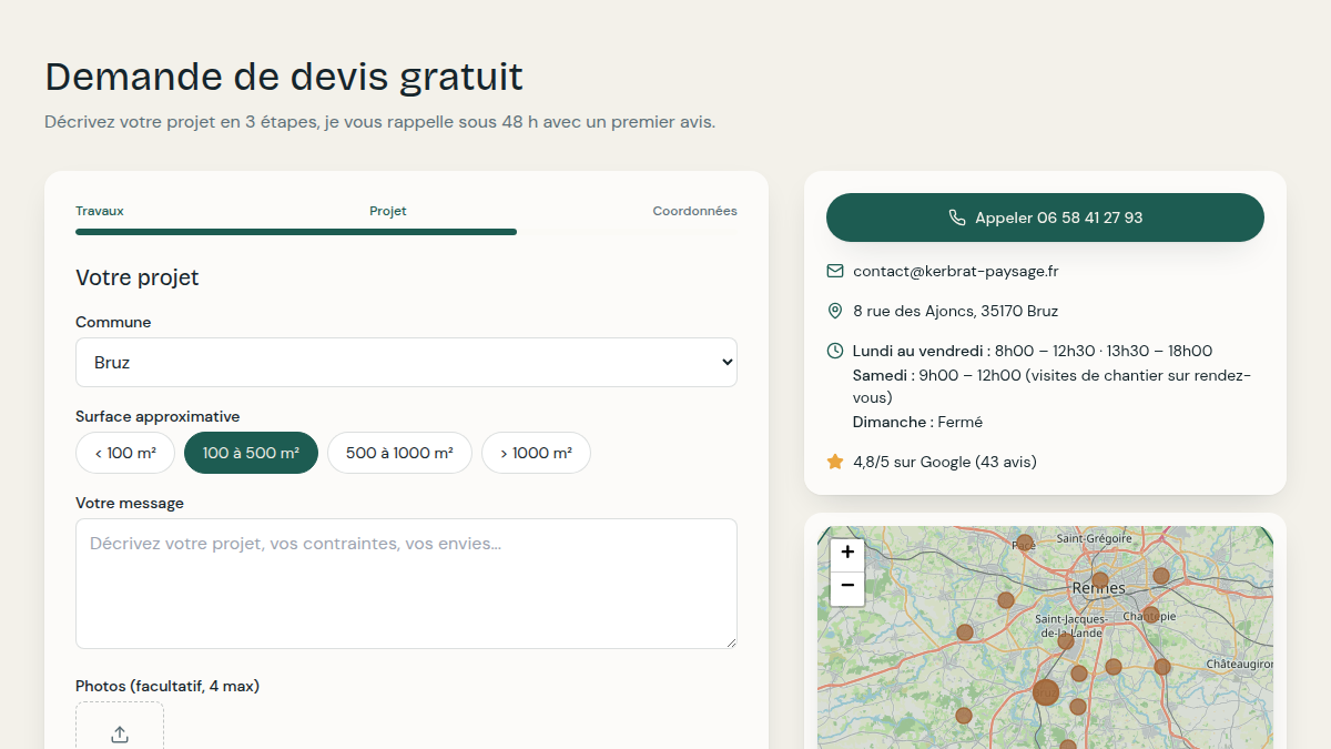 Devis guidé en plusieurs étapes