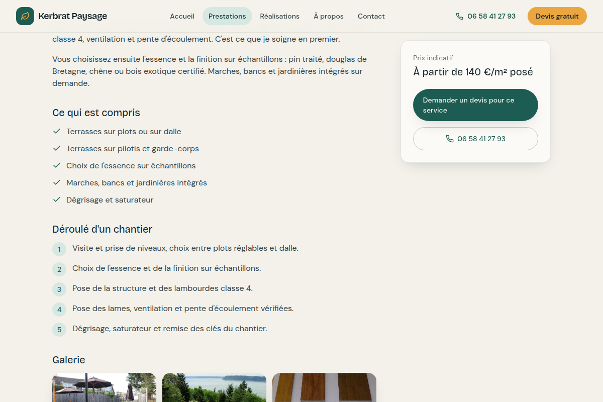 Détail d'une prestation : terrasses en bois