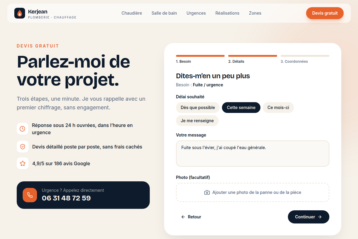 Devis guidé : besoin et message