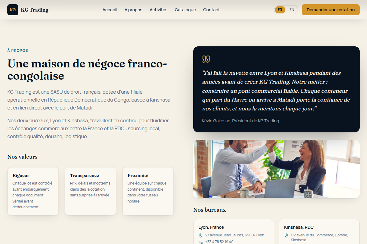 Présentation de la maison de négoce et ses valeurs