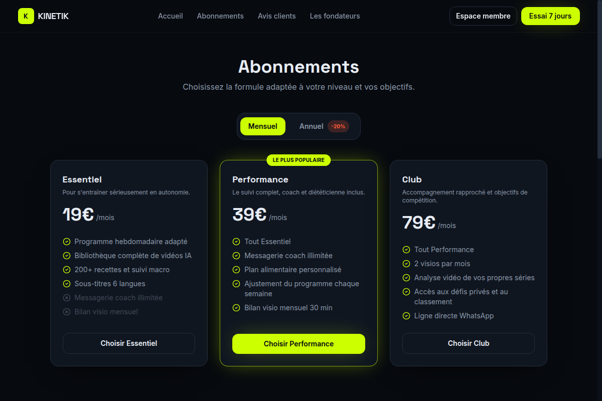 3 formules, de 19€ à 79€ par mois