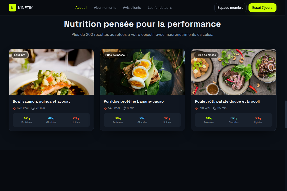 Recettes filtrées par objectif nutritionnel