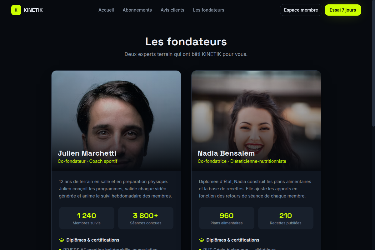 Coach et diététicienne, les fondateurs