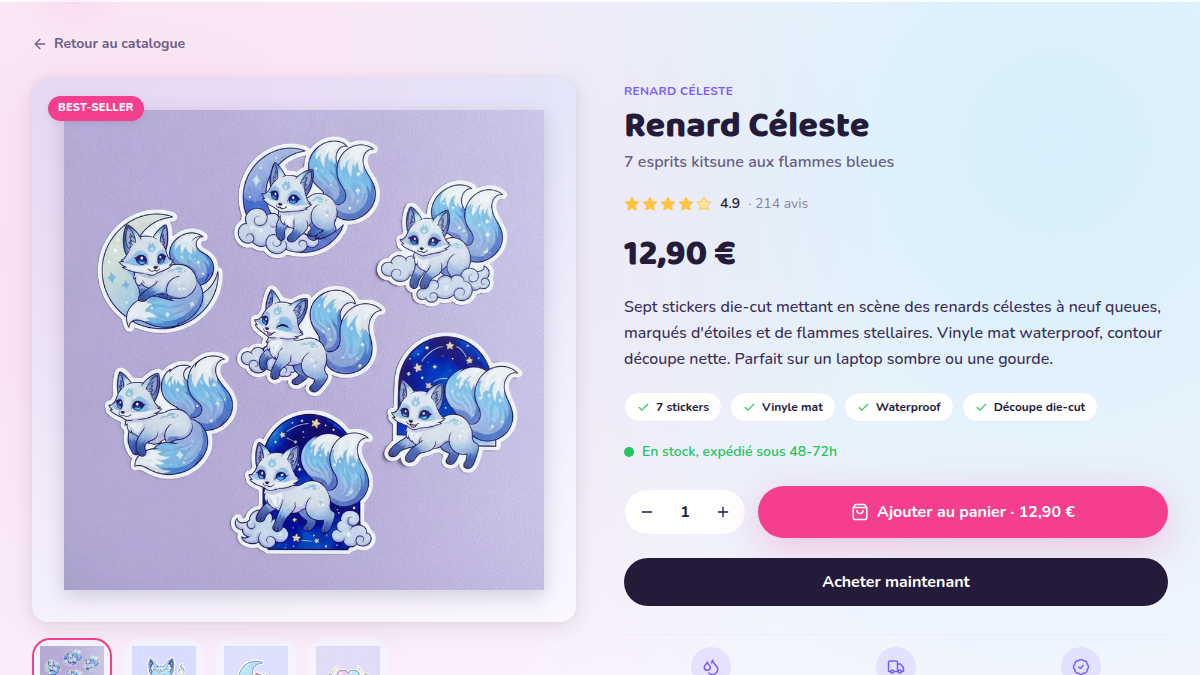 Badges produit et preuve sociale