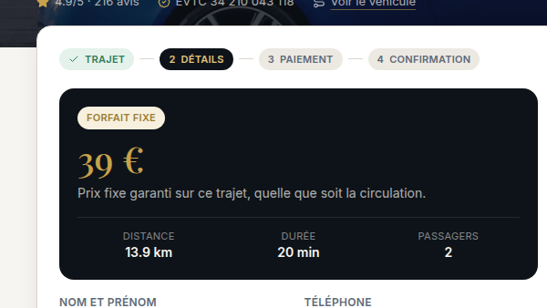 Prix immédiat avant réservation