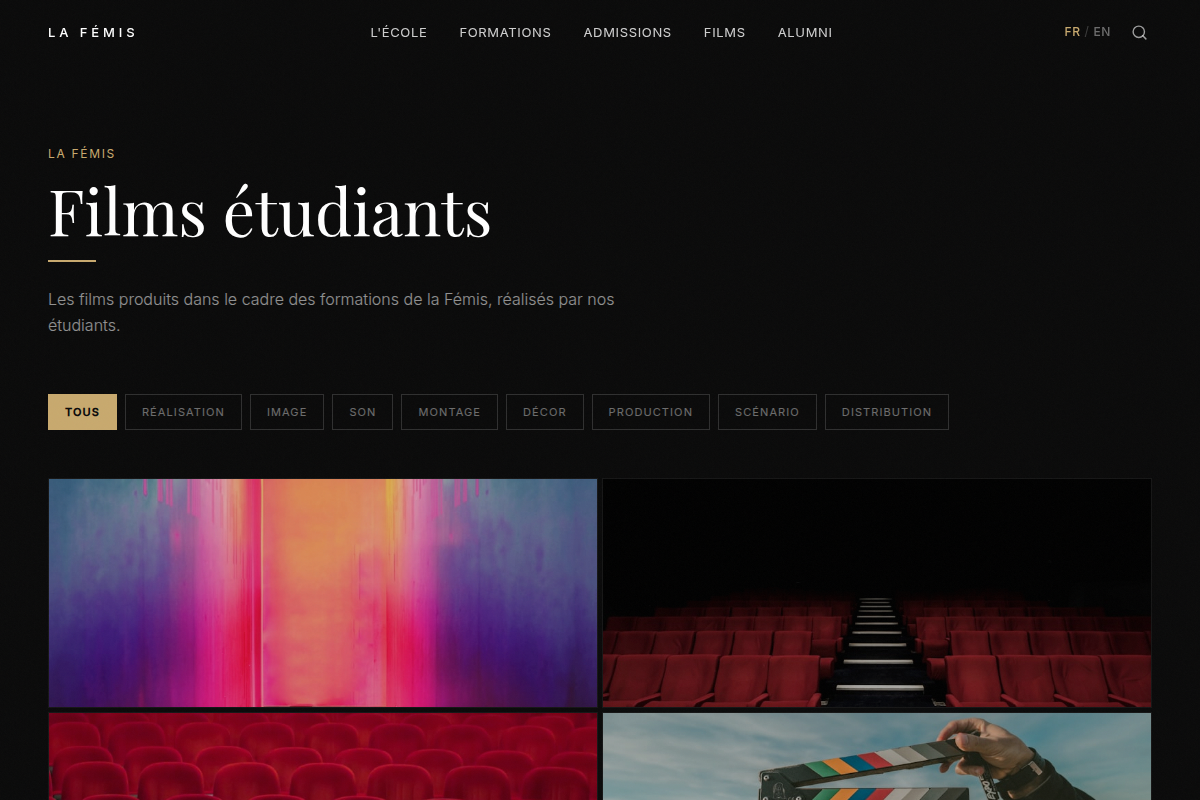 Films étudiants filtrés par département