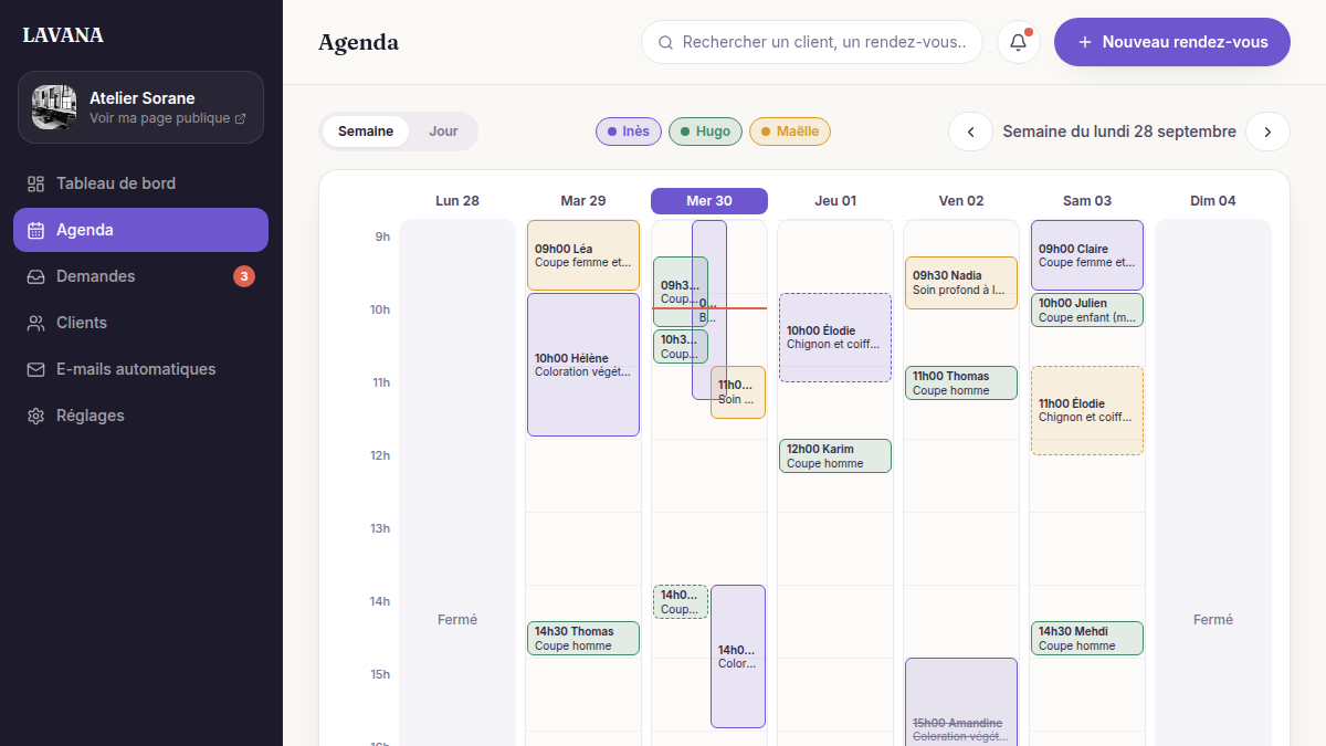 Un agenda par collaborateur, une seule vue