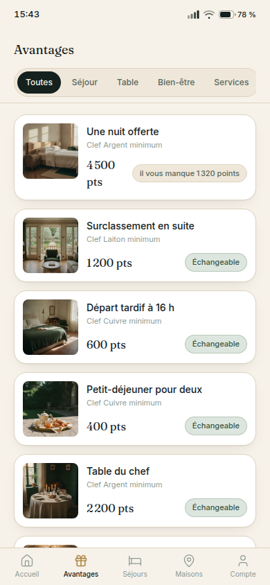 Catalogue de récompenses en points