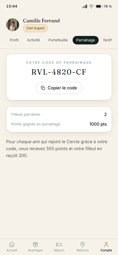 Code de parrainage et gains