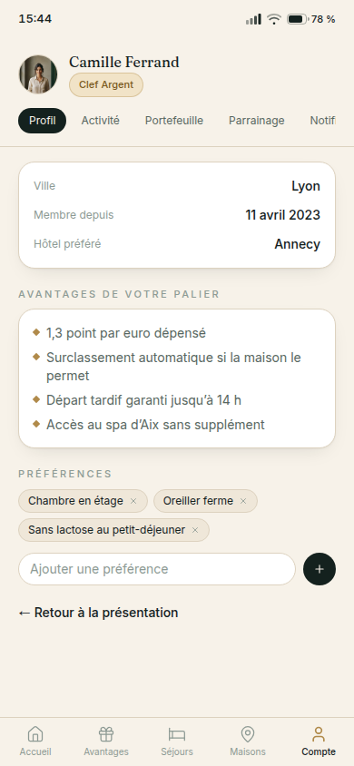 Profil et préférences du membre