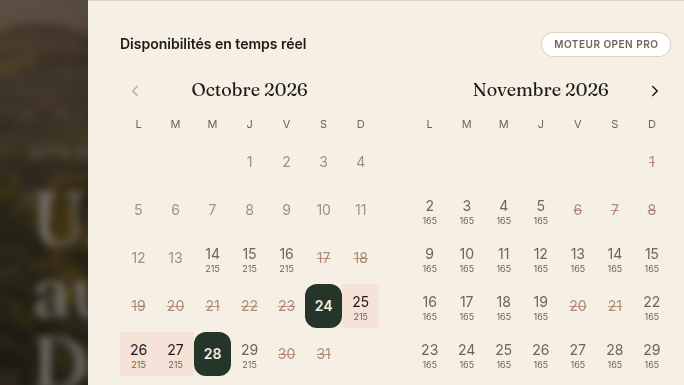 Disponibilités en temps réel