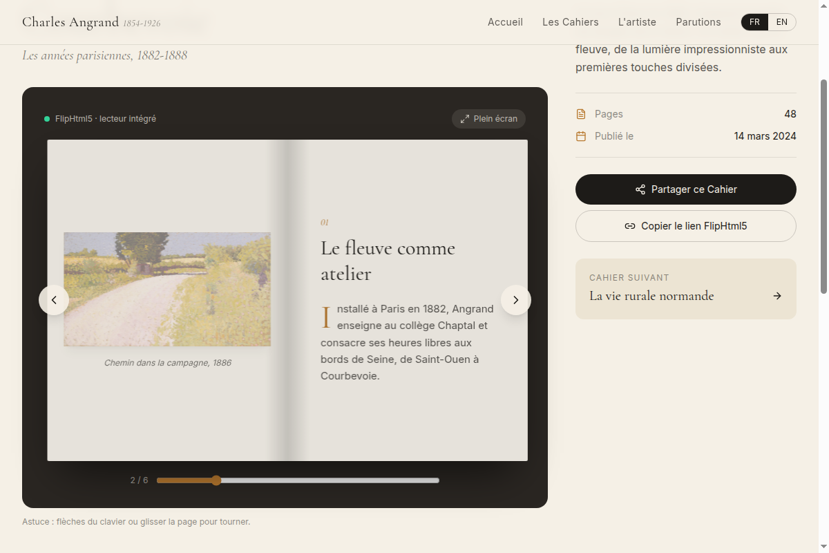 Liseuse flipbook : double page du Cahier n°1