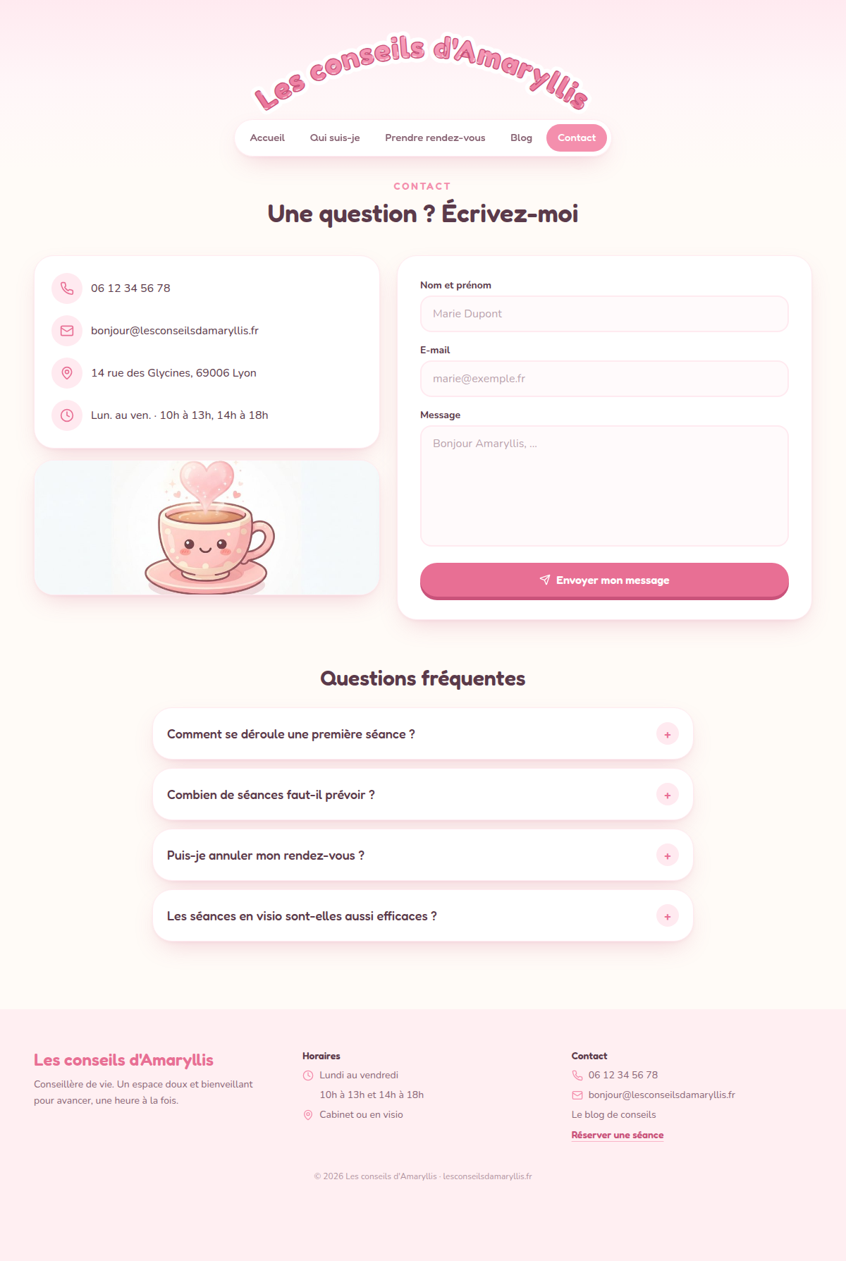 Contact, coordonnées et questions fréquentes