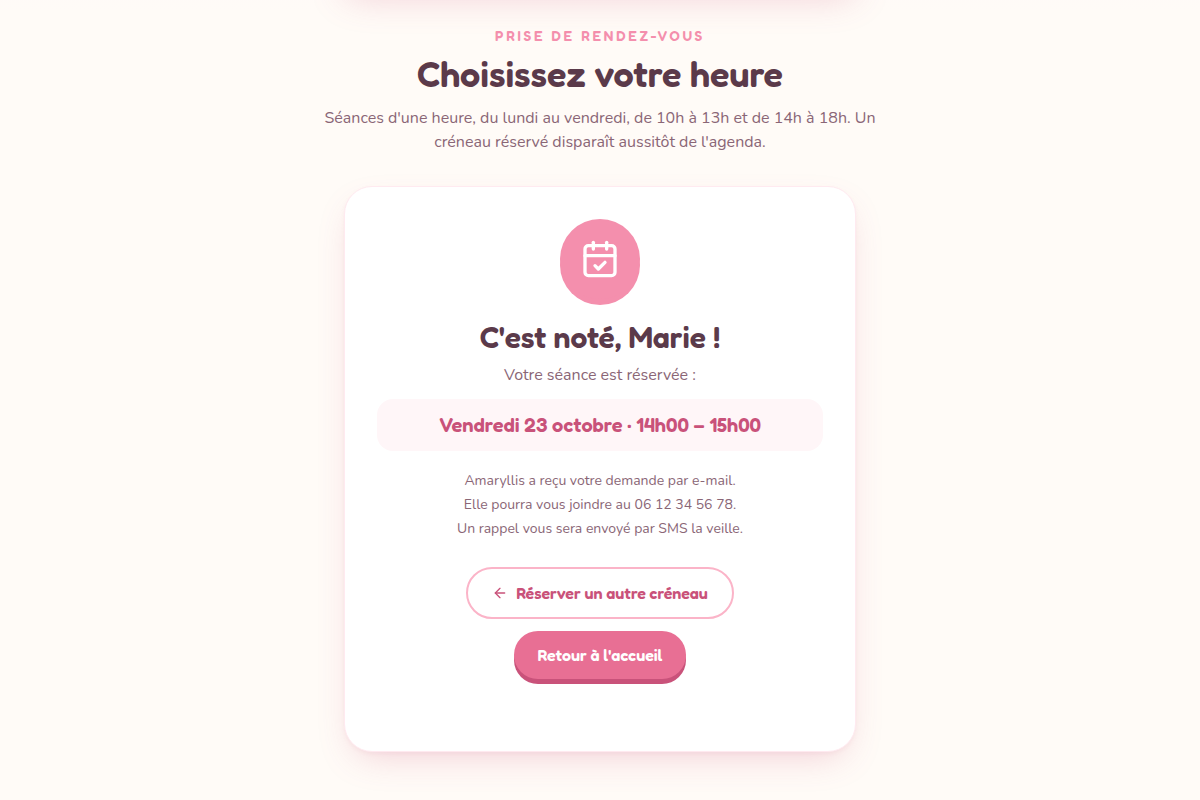 Confirmation immédiate du rendez-vous