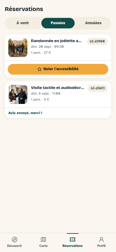 Suivi de ses réservations