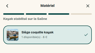 Réservation du matériel intégrée à l'activité