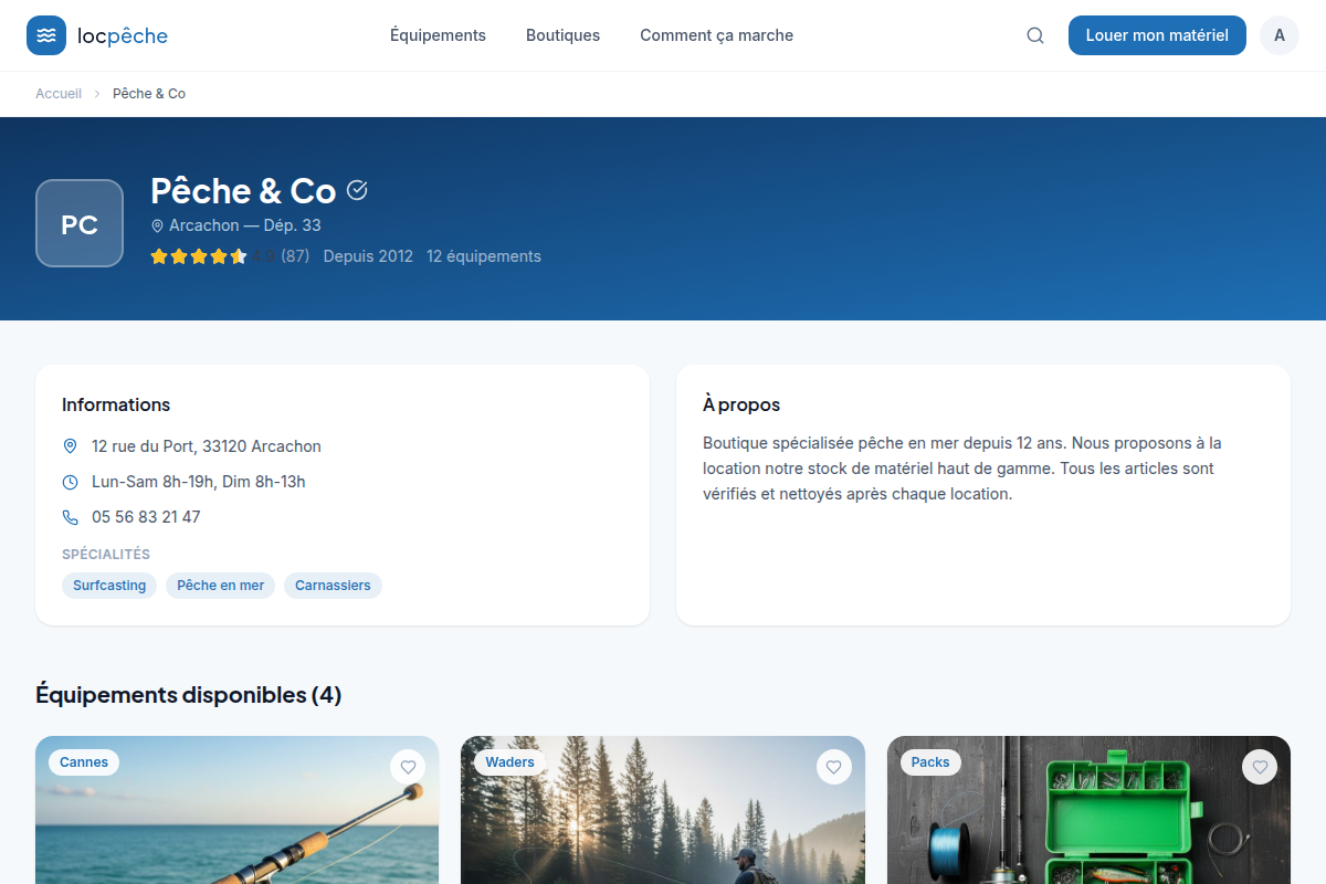 Fiche boutique : infos, équipements et avis