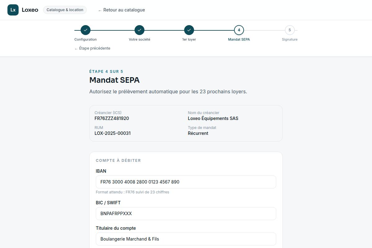 Signature du mandat de prélèvement SEPA