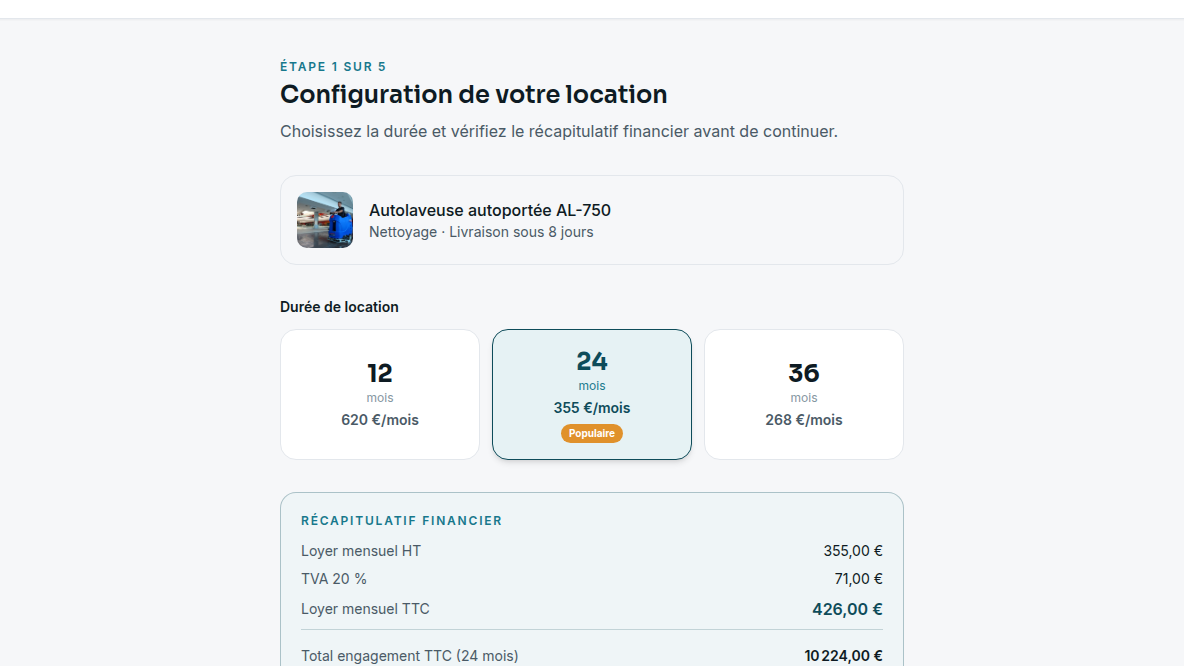 Récapitulatif de prix en temps réel