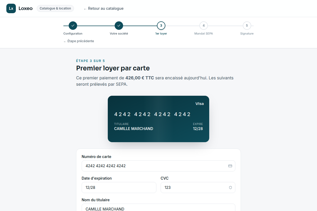 Premier loyer réglé par carte
