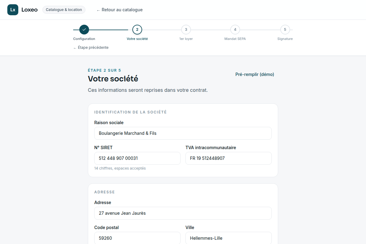 Informations société du locataire