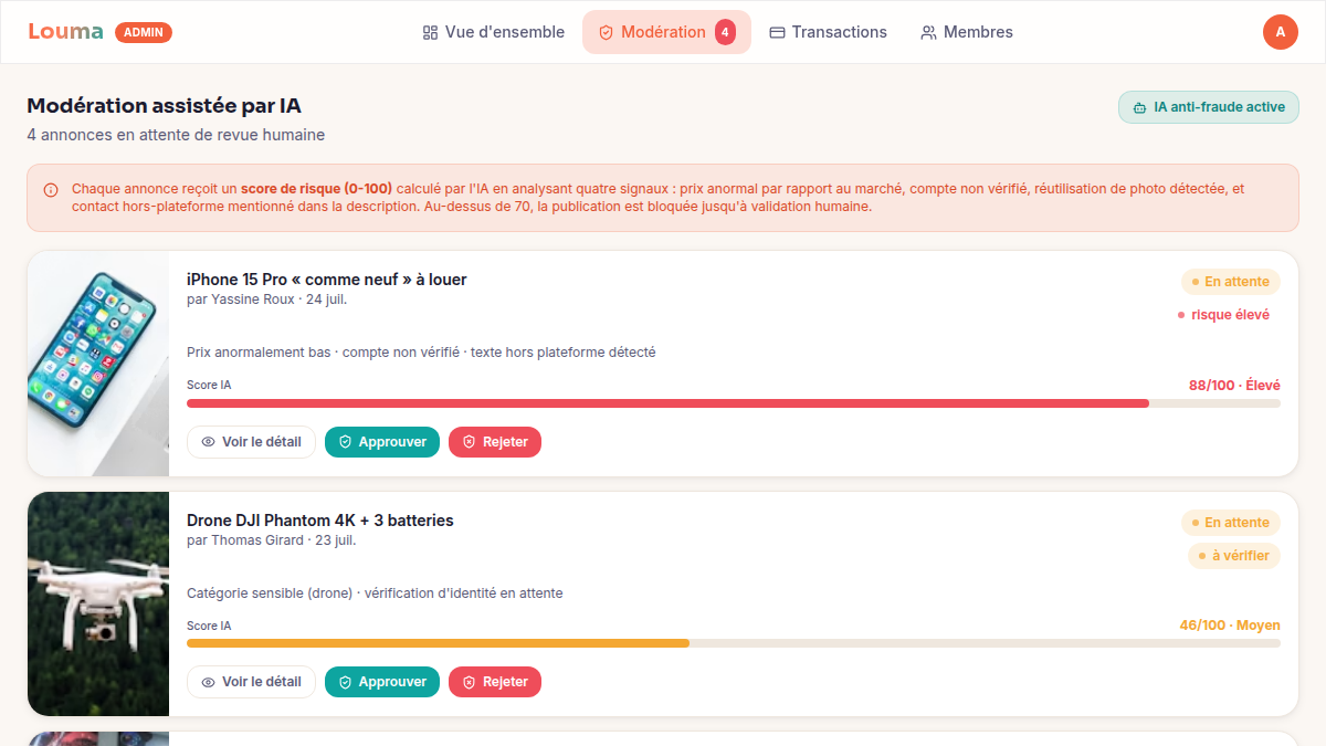 Score anti-fraude IA automatique