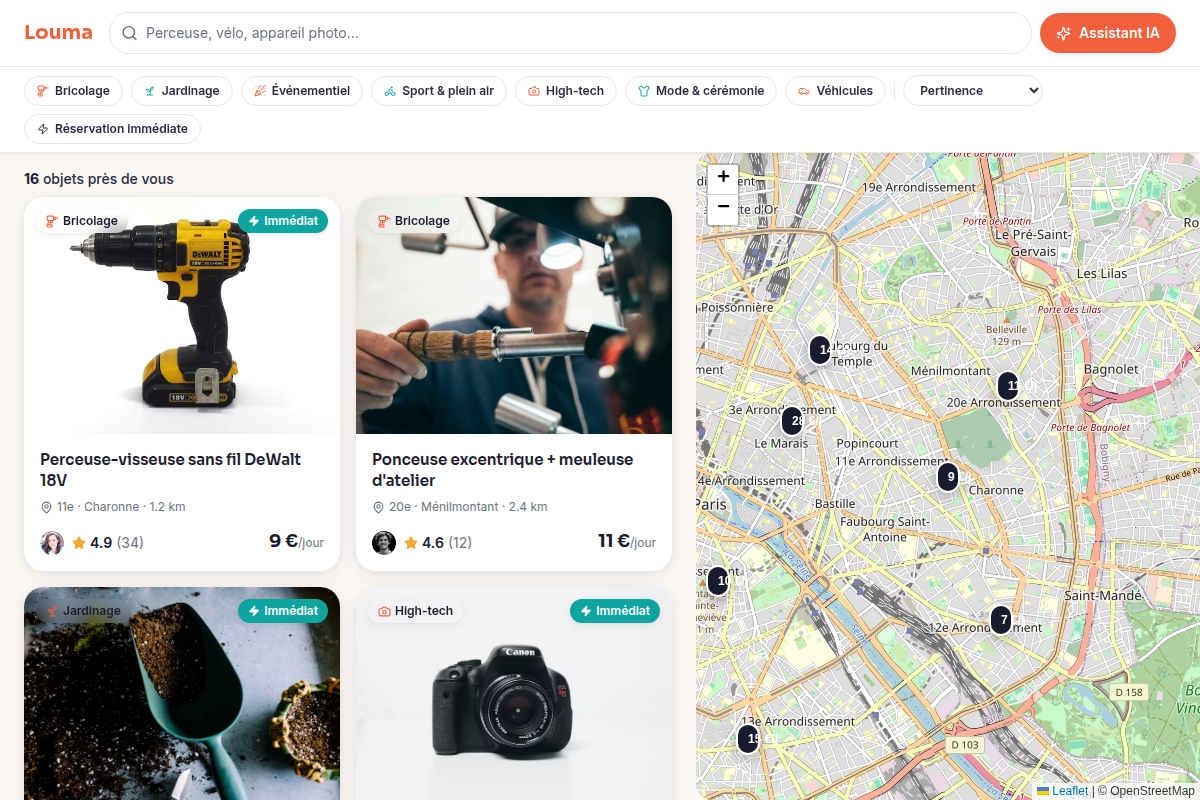 Recherche avec carte interactive
