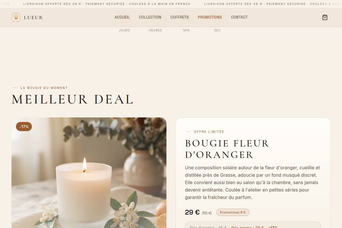 Promotions : compte à rebours et deal du moment
