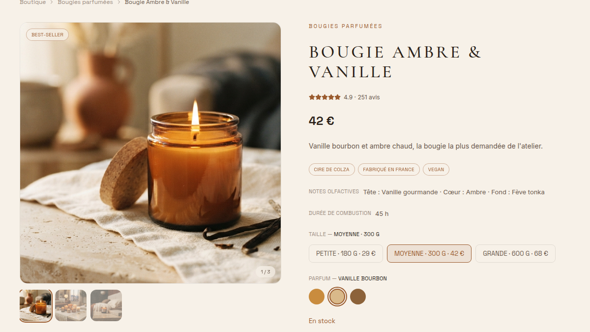 Stock par variante, pas par produit