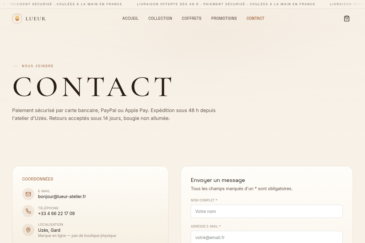 Contact : coordonnées et formulaire de message
