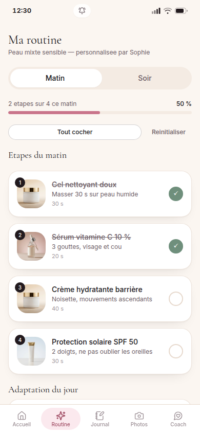 Checklist matin/soir personnalisée